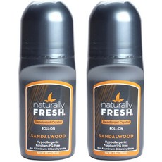 내추럴리프레시 데오드란트 크리스탈 남성용 롤-온 샌달우드 향, 90ml, 2개