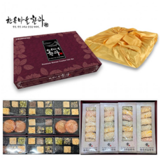 한옥마을한과 한과 2단 선물세트 유과 강정 한과 간식 과자 보자기 포장 포함, 1.6kg, 2세트
