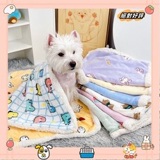 可愛毛毯 雙層加厚睡墊 卡通印花小被子 貓墊子 狗狗睡覺毯子 狗睡墊 珊瑚絨毛毯 保暖窩laiwc, 白底粉羊雙層加厚,S號60*40CM, 1個