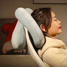 낮잠용 목베개 휴대용 인체공학 베개 낮잠용 쿠션 휴식 목지지베개 목지지 사무실 차량용 편안한 책상용, 그레이