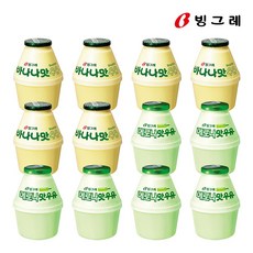 빙그레 바나나맛우유 240ml 6개+메로나맛우유 240ml 6개, 12개