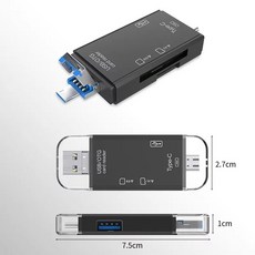 카드 리더 스마트 메모리 타입 플래시 드라이브 카드리더, 1개, 기본, 9. black 1pcs