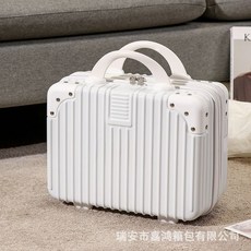 핸드 수하물 14 인치 메이크업 박스 휴일 선물 소형 미니 여행 비밀번호 박스 보관 가방, 14인치 【23.15.32】, 유백색