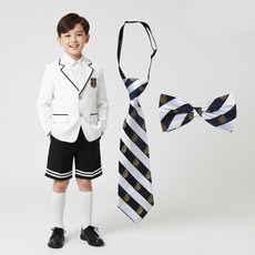 화이트 네이비줄 유아동 타이 2P 남아 나비넥타이 일자넥타이 줄무늬 2개 1세트