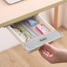 책상 테이블 서랍 부착 슬라이드 수납함 히든박스 PMDMM, 그레이, 1개