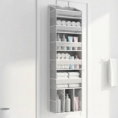 ROYAI ONE 패브릭 6단 걸이식 문걸이 수납 선반 수납포켓, 1개, 화이트그레이