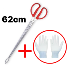 세이프 그립 52cm 다용도 스텐 롱집게 해루질 캠핑 숯 장작 긴 집게 가위, 1개, 62cm 실버계열
