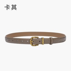 真皮女士細腰帶 鱷魚紋 焦糖色