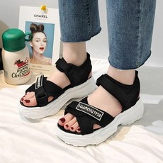 여성 샌들 발편한 6cm 쿠션 크로스 스트랩샌들 스트랩 통굽 샌달 여자 비치 여름 이으