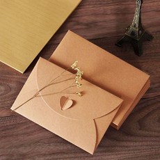 하트 크라프트 편지 봉투 버클 대형 우편 청첩장 엽서 epr+079Jd