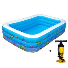 가정용 물놀이 바닥형 공기주입 사각 풀장 세트