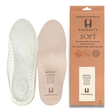 HANDARTE 가죽 정형외과용 안창 | 남성/여성용 패딩 처리된 편안한 신발 인서트 100% 천연 염소가죽 - 크롬 프리 땀 방지 및 냄새 양말 없이 적합 브라운.