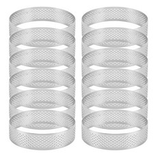 12 팩 스테인레스 스틸 타르트 링 천공 케이크 무스 링 케이크 링 곰팡이 둥근 케이크 베이킹 도구 6cm
