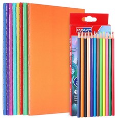 Prudiut 아티스트를 위한 빈 책 8팩 색연필 12개 A6 테마 스케치북 세트 이야기 쓰기용 10.4 x 14cm(4.1 5.5인치) 미니 저널 벌크 노트북 선물, Prudiut 아티스트를 위한 빈 책 8팩 색연필 12