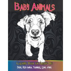 Baby Animals - Coloring Book for Grown-Ups - Deer Red panda Squirrel Lion other Paperback, Independently Published