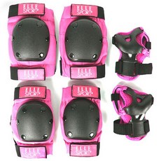 엘르 ELLE SPORT 고급형 인라인 킥보드 보호대 3종세트 아동 성인, 엘르S(13세미만)핑크