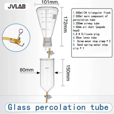 글라레이션 튜브 실험실 유리 추출 컬럼 100/250ml 삼각 플라스크 연속 용매 추출 분리기 JVLAB ​, 01 500ml set, 01   Mainland