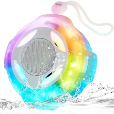 Comiso 샤워 블루투스 스피커 LED 조명이 있는 IP67 방수 스피커 트루 와이어리스 스테레오가 있는 휴대용 스피커 플로팅 기능 2000mAh 내장 마이크 여행, 크리스탈