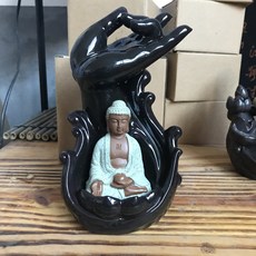 紫砂創意倒流香爐禮盒 佛手如來觀音造型 禪意工藝品送禮首選, 藍如來佛手
