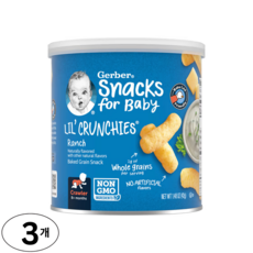 Gerber LilCrunchies 구운 곡물 스낵 생후 8개월 이상 렌치, Ranch, 42g, 3개