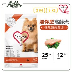 1st CHOICE 瑪丁 迷你型高齡犬 低敏雞肉配方 狗糧，呵護牙齒關節，維持腸道健康, 2kg, 1個, 雞肉