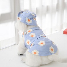 유앤펫 데이지 오버롤 원피스 멜빵 치마 중형견 대형견 옷, 스카이블루, 1개