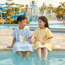 웰아로하 럭키 버니 망토 입는 비치타올 / 후드 어린이 물놀이준비물 목욕가운 비치가운