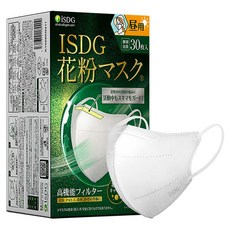iSDG 꽃가루 차단 3D 입체 통기성 마스크, 화이트, 1개, 30개입