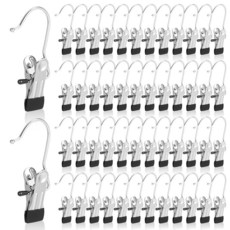 옷장용 부츠 행거 프리미엄 클립 50개 클립이 있는 컴팩트 휴대용 세탁 후크 튼튼한 걸이 클립 10.2cm(4인치) 공간 절약 바지 청바지 의류 모자 톨 타월 실버 244, 옷장용 부츠 행거 프리미엄 클립 50개, 클립이 있는