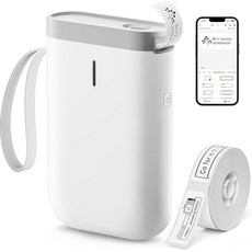 DEEPIN 라벨 메이커 기계 휴대용 블루투스 메이커 테이프 포함 열 프린터 휴대폰용 다중 템플릿 비즈니스 사무실 정리용 미니 스티커 프린터 블랙, 2-화이트