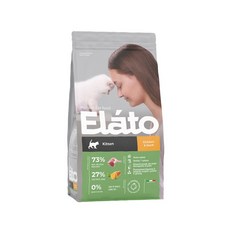 Elato 貓飼料 73% 肉含量 無穀 化毛 亮毛, 300g, 1個, EC1幼貓成長 鮮雞佐鴨