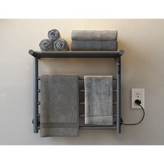 愛琴海廚房 智能電熱毛巾架，黑色，LED數位顯示，免鑽孔安裝，ET106002/ET206002, 1個, 右出線