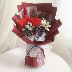 女神節母親節教師節永生花玫瑰康乃馨花束伴手禮物裝飾擺件, 紅色 26×20×11cm