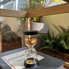 (강화유리)모래시계 모래멍 3분 30분 60분 양치 인테리어 시계, 15분(오렌지)