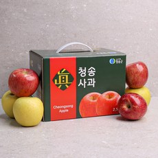 [오늘신선] 청송네자매 경북 청송 부사+시나노골드 사과 혼합 선물세트 2.5kg 중과(7-9과 내외), 1개