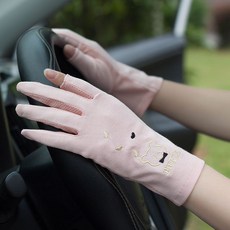 新夏季女防曬手套薄款純棉開車防滑露指兩指半指觸屏短款可愛透氣