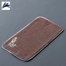 면마 직사각 흡수양호 티타월 중국풍 선의 쿵푸 다도 자수를 두툼하게 넣어 드라이 티 매트, 진카/산수유(길이30CM 폭15CM), 1개