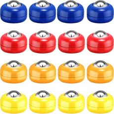 Gejoy 미니 셔플보드 교체용 퍽 테이블탑 장비 롤러 세트 컬링 액세서리, Red/ Blue/ Orange/ Yellow, 16