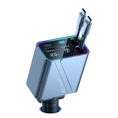 Helind 차량용 고속충전기 동시4대충전 릴타입 자동차 충전기, tupe-c+ihpone