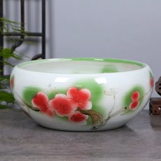 대형 수반 화분 수경 조경 플라스틱옥돌색소형(35cm)바닥무공 옹기 어항 연못 도자기 석회, AH. 매화 그림