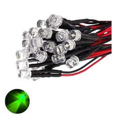 5V 3파이 그린 플랫 와이어 케이블 LED DIY 컬러조명 튜닝 키트 모형차 과학 수업용, 10개