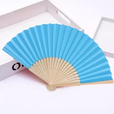 휴대용 팬 종이 접는 파티 장식 새로운 유행 간단한 빈 캔디 컬러 수 DIY, 03 Lake Blue