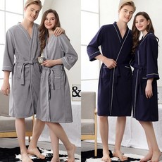 와플 샤워가운 목욕가운 나이트가운 호텔식 커플로브, 여자free, 그레이