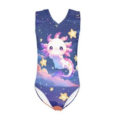 KEIAHUAN 여아용 체조 레오타드 민소매 바디수트 댄스 퍼포먼스 코스튬 귀여운 Axolotl 285681