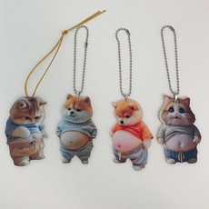 뱃살즈키링 열쇠고리 키홀더 가방장식 웃긴 쓸데없는선물 강아지 고양이, 뱃살즈키링_당당배시바