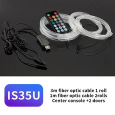 3M 자동차 인테리어 Led 장식 램프 EL 배선 네온 스트립 DIY 유연한 주변 조명 파티 분위기 다이오드, IS35U