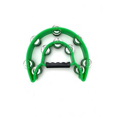 白毛猴樂器 半月鈴鼓 KTV手搖鈴 雙層鈴片, 1個, 綠色