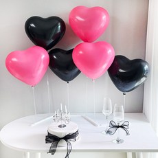 파티앤온 하트 풍선 생일파티 일자형 스탠드 세트, 블랙4p+핑크4p