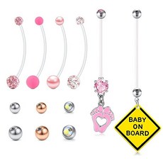 [ 975758 ] TOKRING 임신 배꼽 링 플라스틱 임산부 롱 바 치유용 투명하고 유연한 피어싱 리테이너 교체용 18mm 25mm 32mm 35mm 38mm 플라스