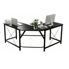 Claiks L형 코너형 컴퓨터 책상 게이밍 책상 E1급 안전 소재 확장형 공간활용 테이블, 블랙